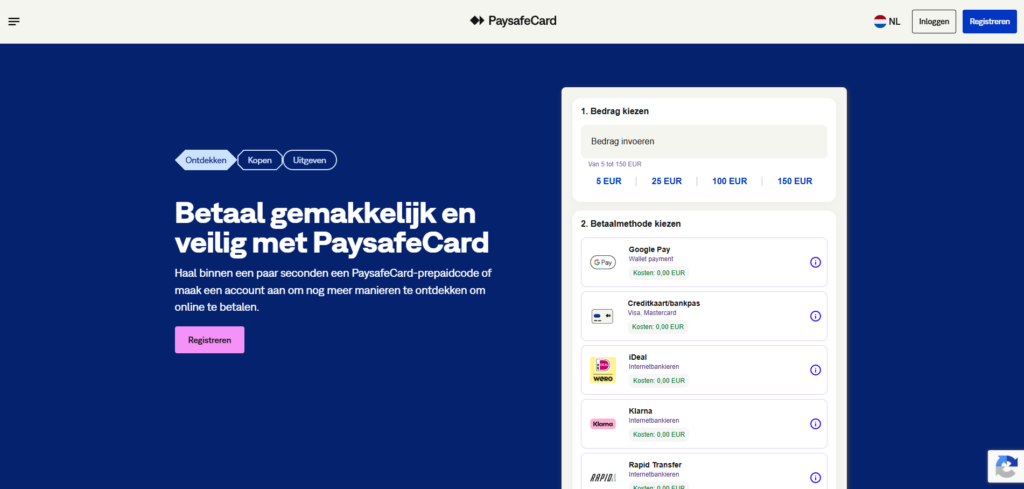 Paysafecard is populair onder Nederlandstalige spelers omdat storten mogelijk is zonder bankgegevens te delen met het casino.