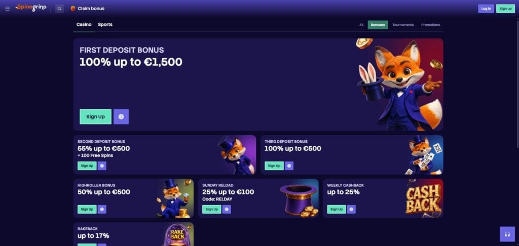Spinogrino Casino Bonus